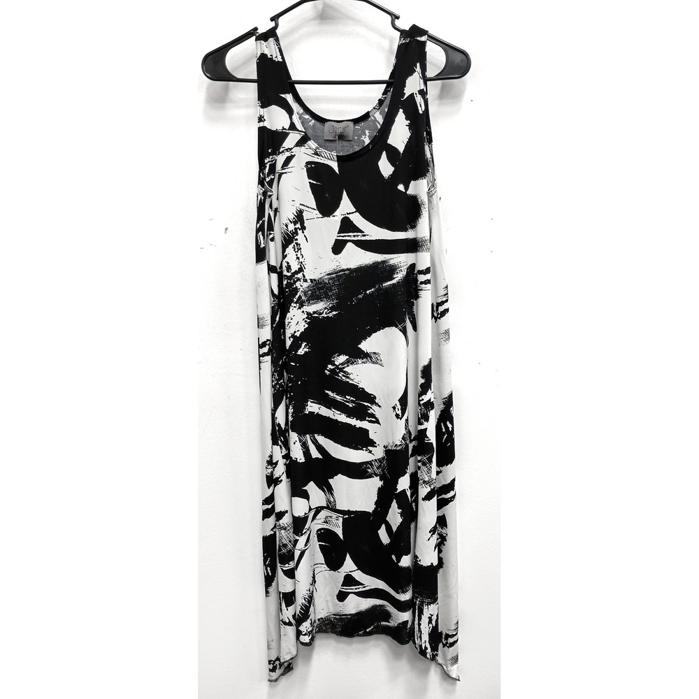 Jostar Wearable Art Midi Dress Womens Small Black White Abstract Sleeveless
